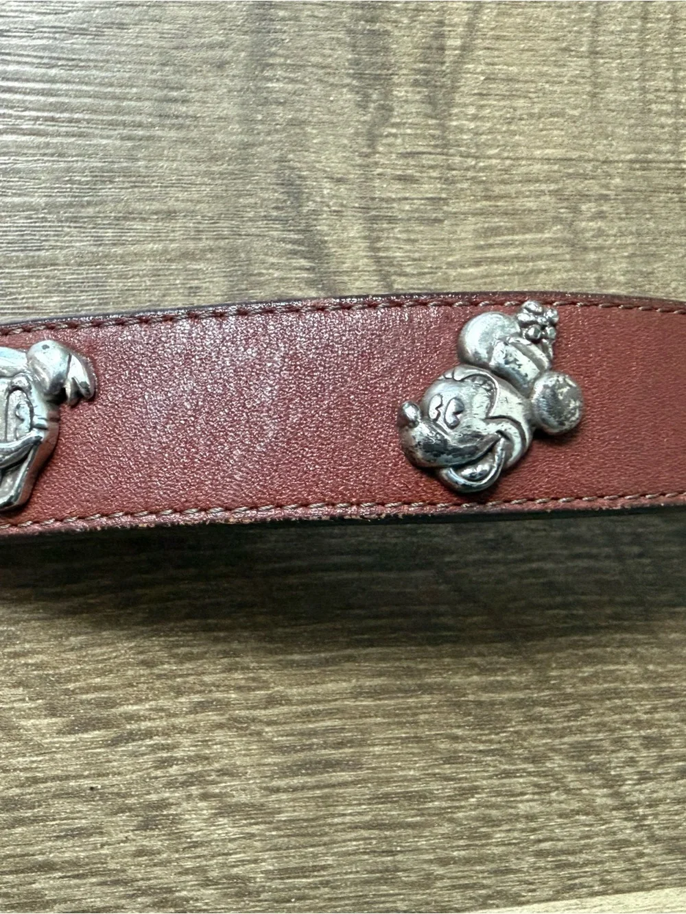 Vintage Brighton Disney Character Leather Belt Sz 22 90s Mickey Minnie